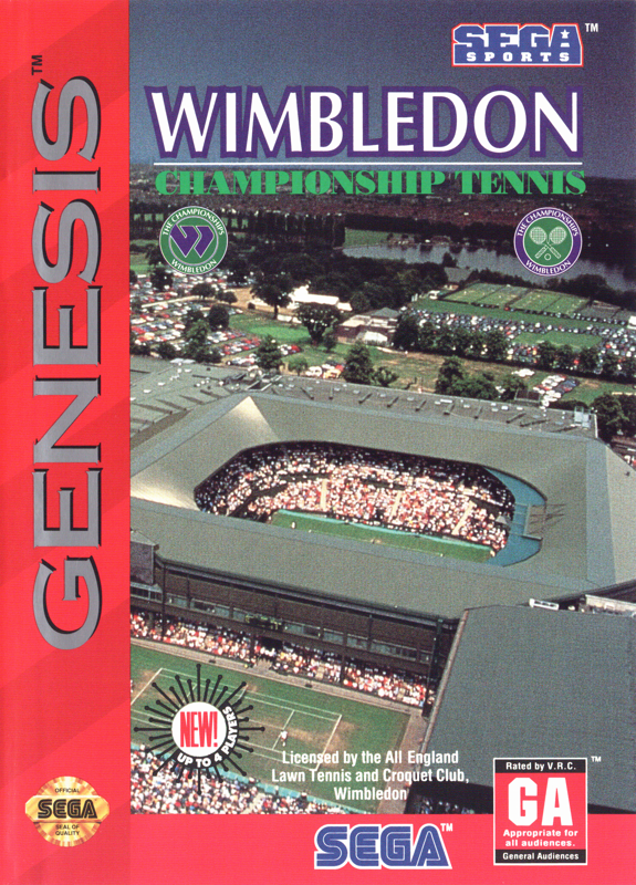 Wimbledon Championship Tennis box art for Sega Mega Drive
